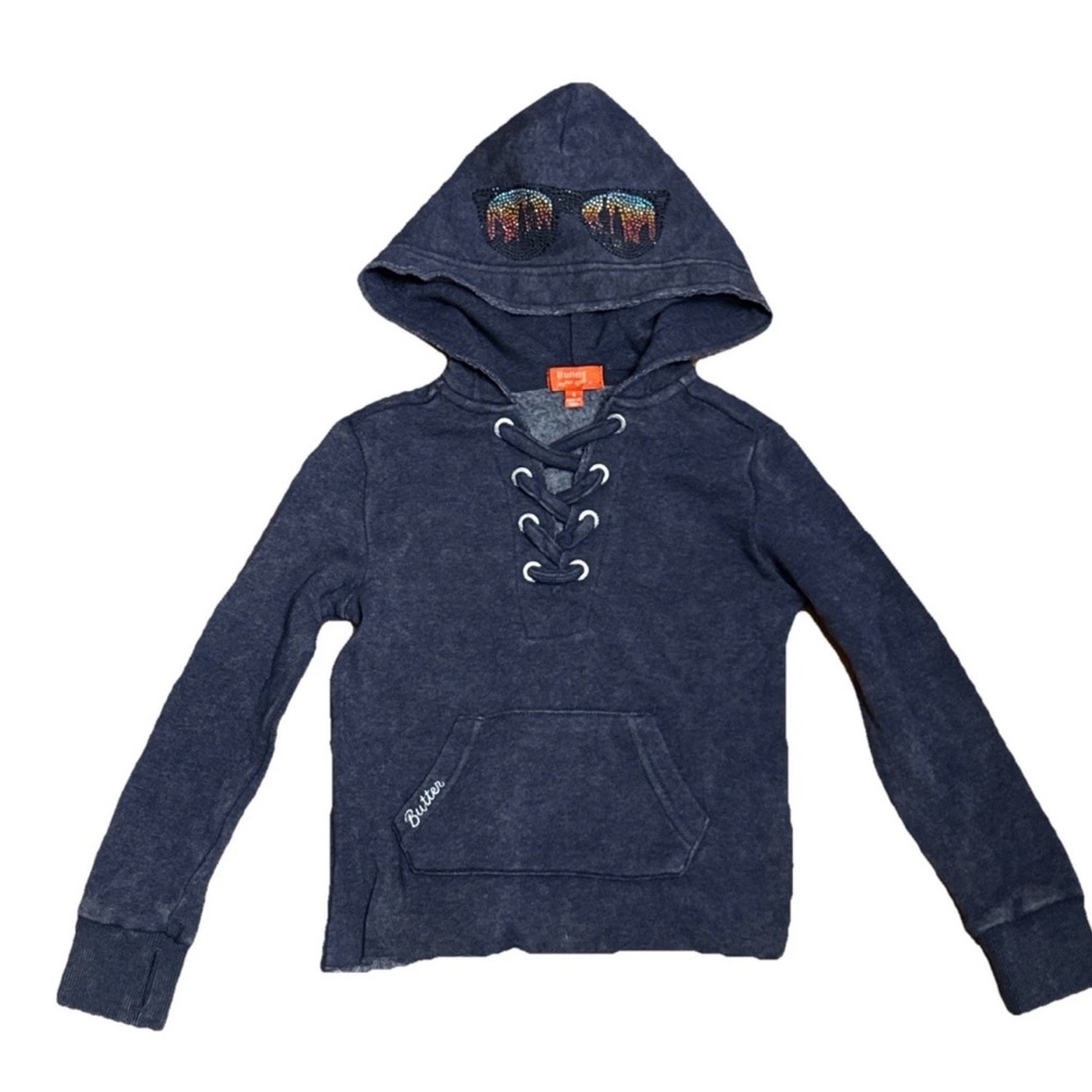 Butter soft brand super soft  Kids Lace-Up Navy Hoodie